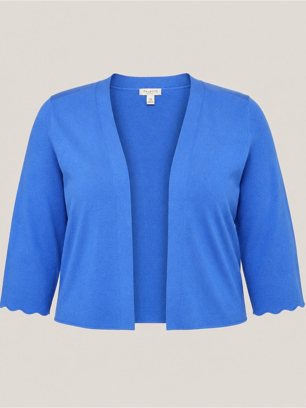 Talbots Plus 2X Blue Open Front Cropped Cardigan Shrug Cotton Modal